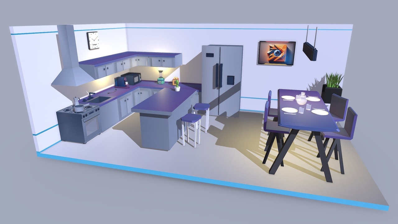 Media 1 for listing Colorful Stylized Low Poly Kitchen Assets