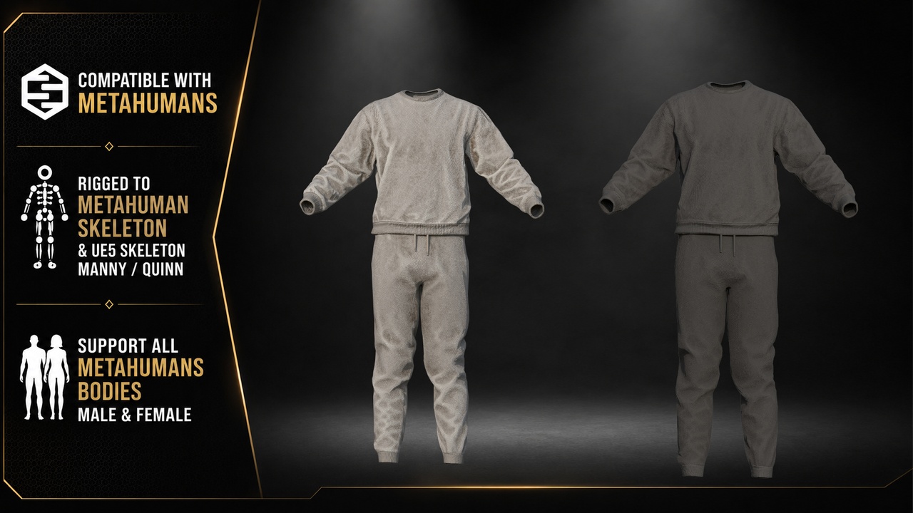 Media 1 for listing AAA Modular Sweat Outfit for MetaHumans & UE5 Characters