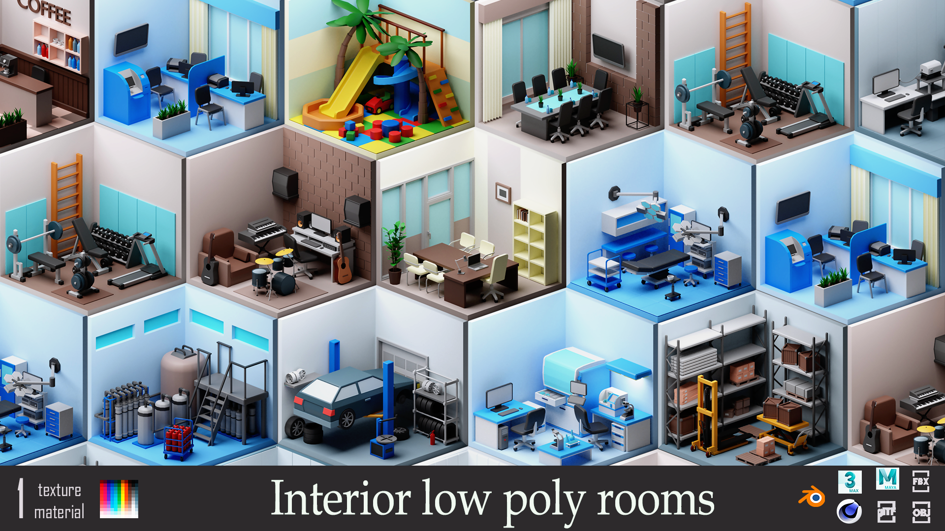 Interior rooms - Low-poly asset pack | Fab