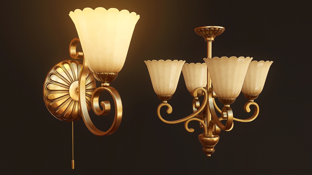 商品 Vintage Chandelier, Wall Lamp, Sockets and Switches 的媒体 1