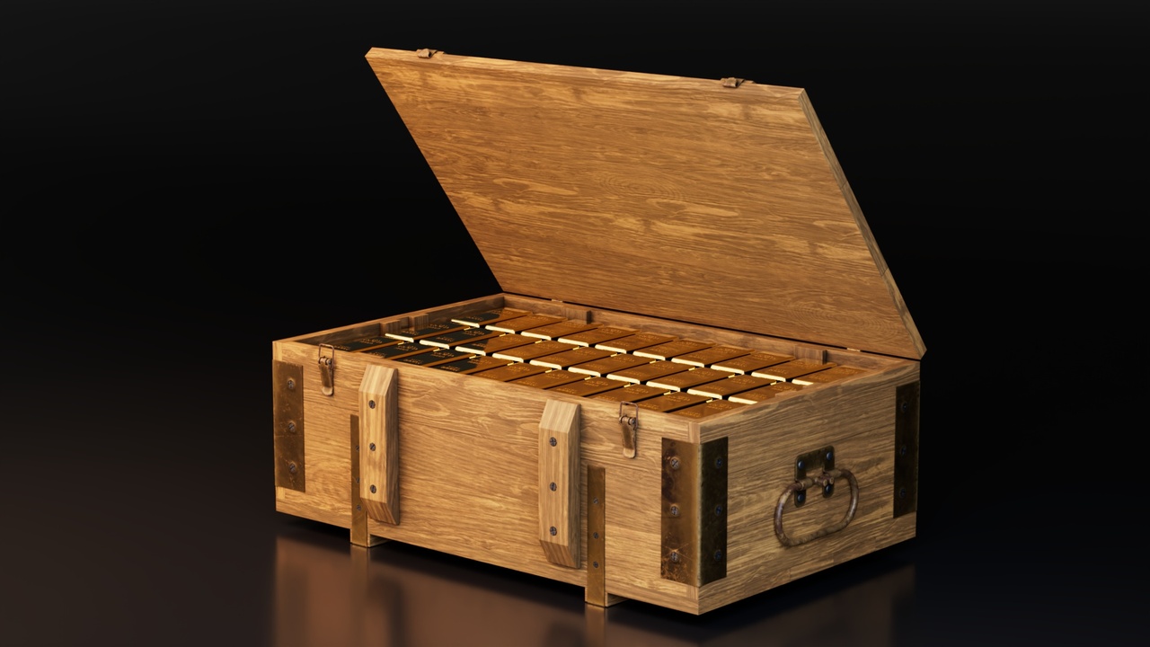Media 1 for listing Wooden Crate with Gold Bars