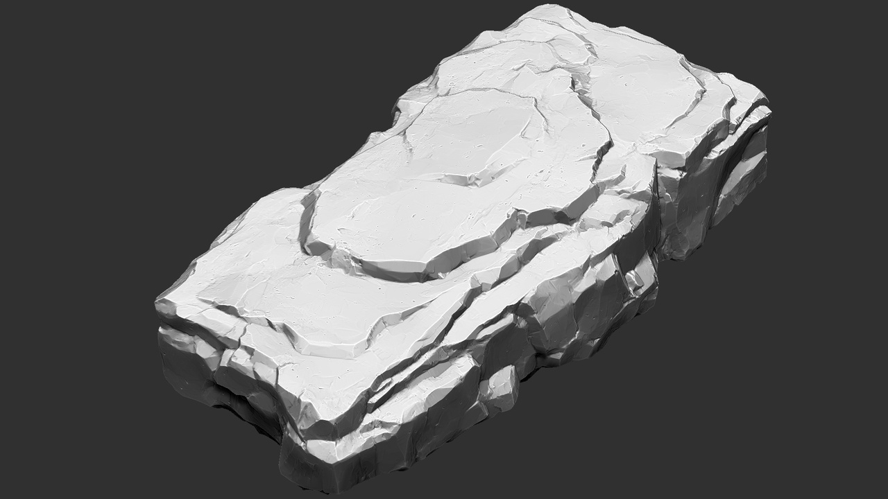 Media 1 for listing Rectangular Mountain Rock Stone Zbrush sculpt