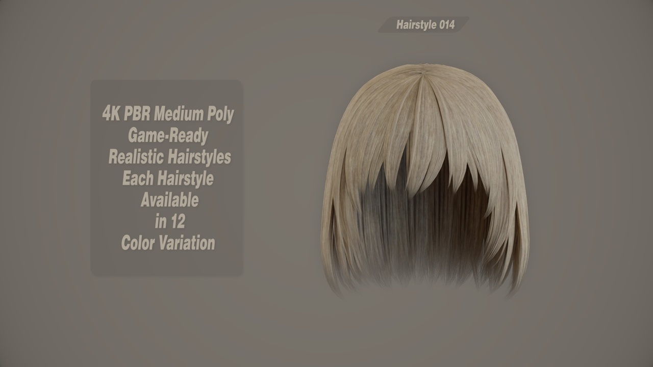 Media 1 for listing Realistic Hair Game Ready | 12 Colors | 4K PBR | v14