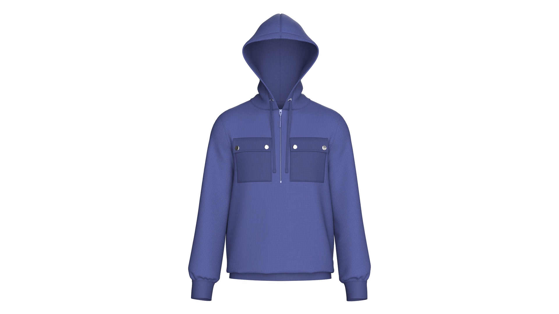 Media 1 for listing Men Half - Zip Hoodie With Chest Pocket | High Poly