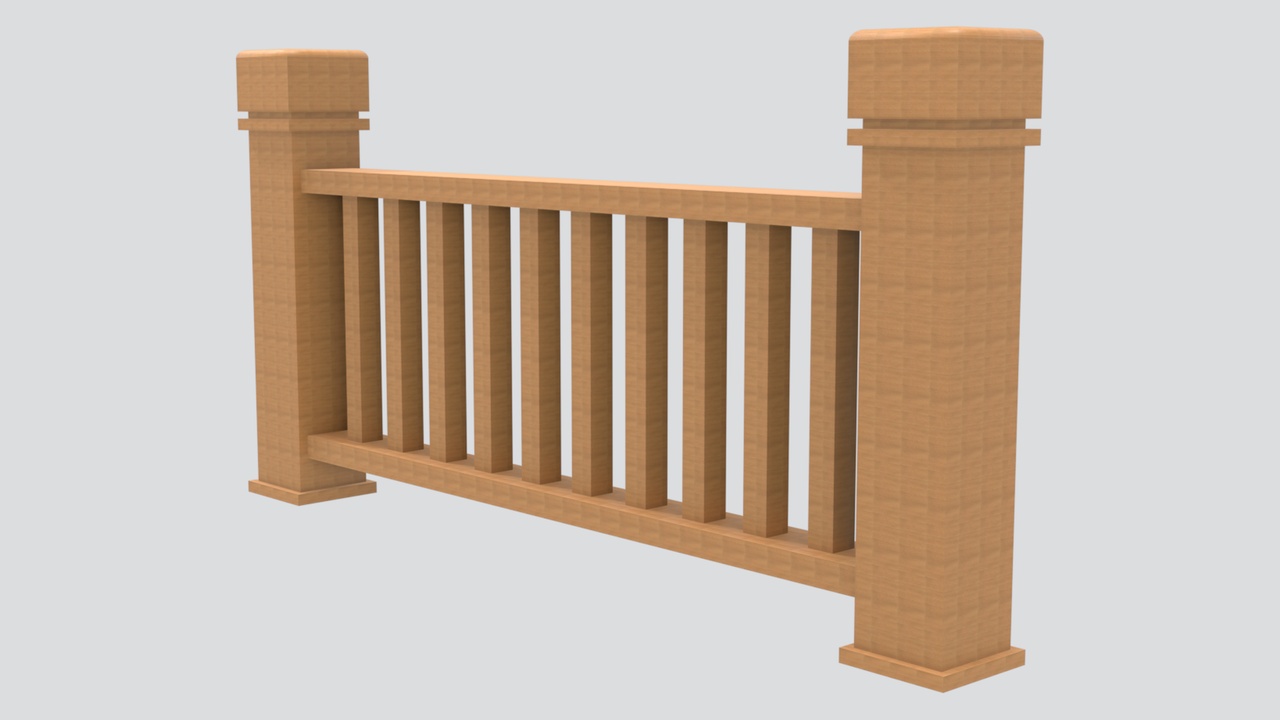 Media 1 for listing Sandstone Balustrade with Masonry Pillars and Nine Square Balusters 3D Model