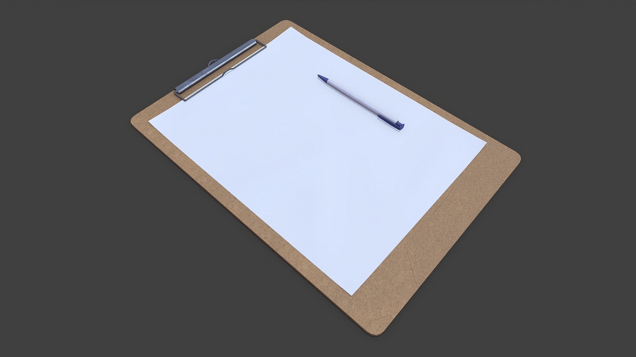 Media 1 for listing Clipboard With Pen And Paper Low-poly PBR