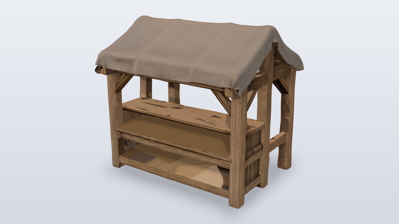 Media 1 for listing Medieval Market Stall With Canvas Roof And Shelves