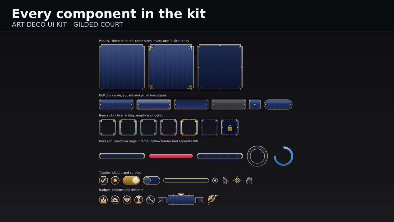 Media 1 for listing Art Deco UI Kit - Gilded Court (HD)