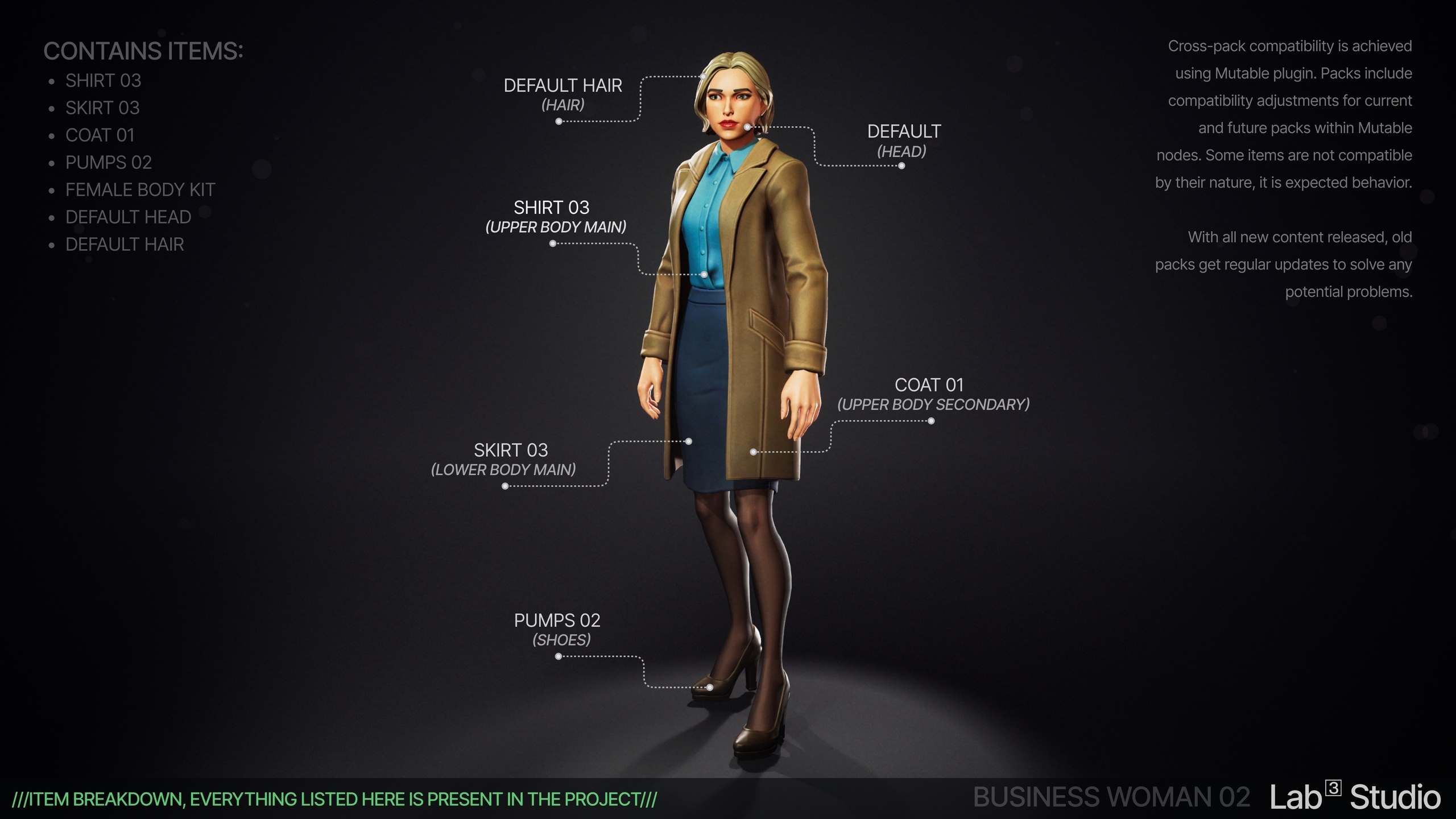 Media 1 for listing Business Woman 02: Stylized Character