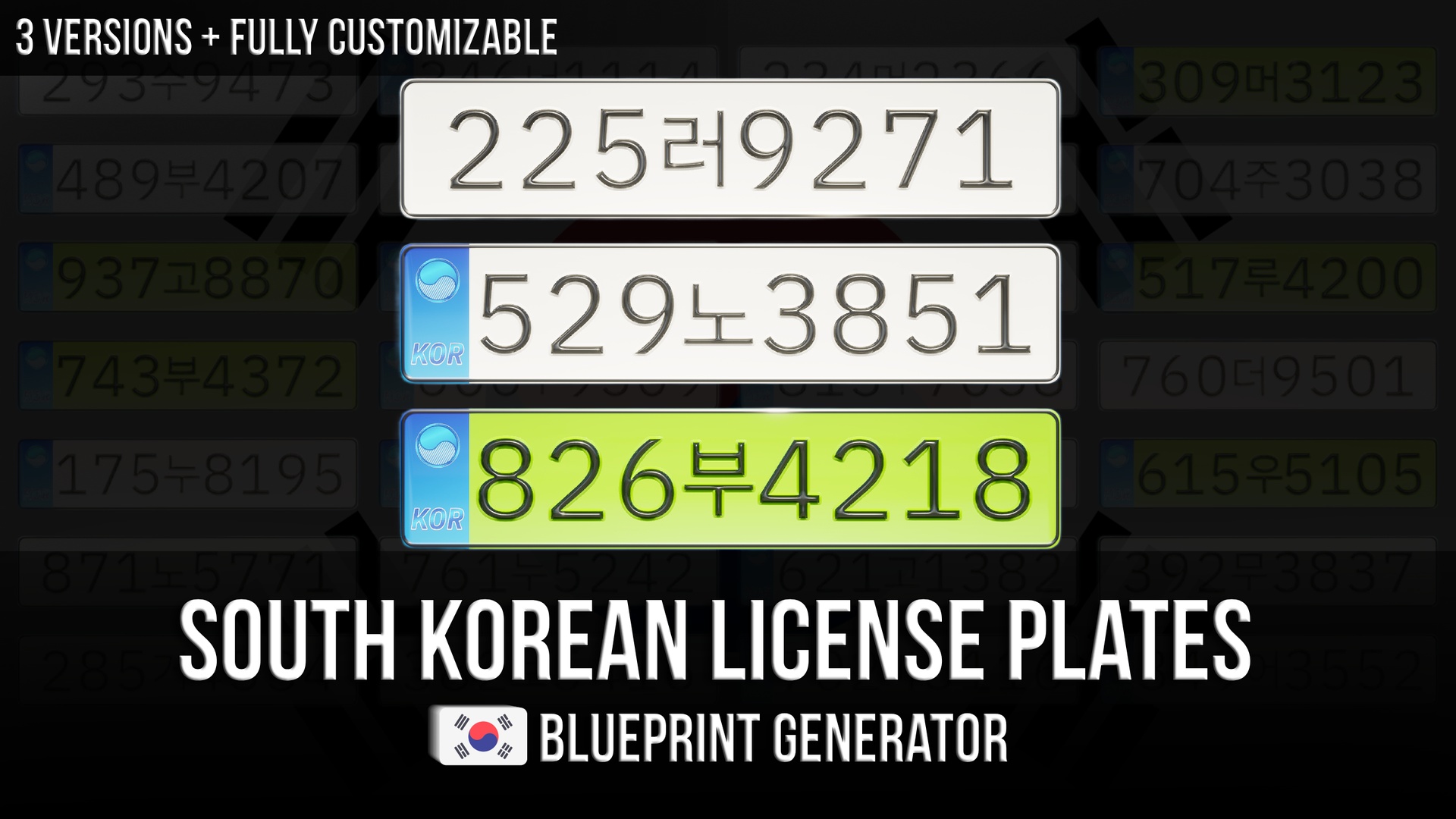 Media 1 for listing South Korean License Plates - Blueprint Generator