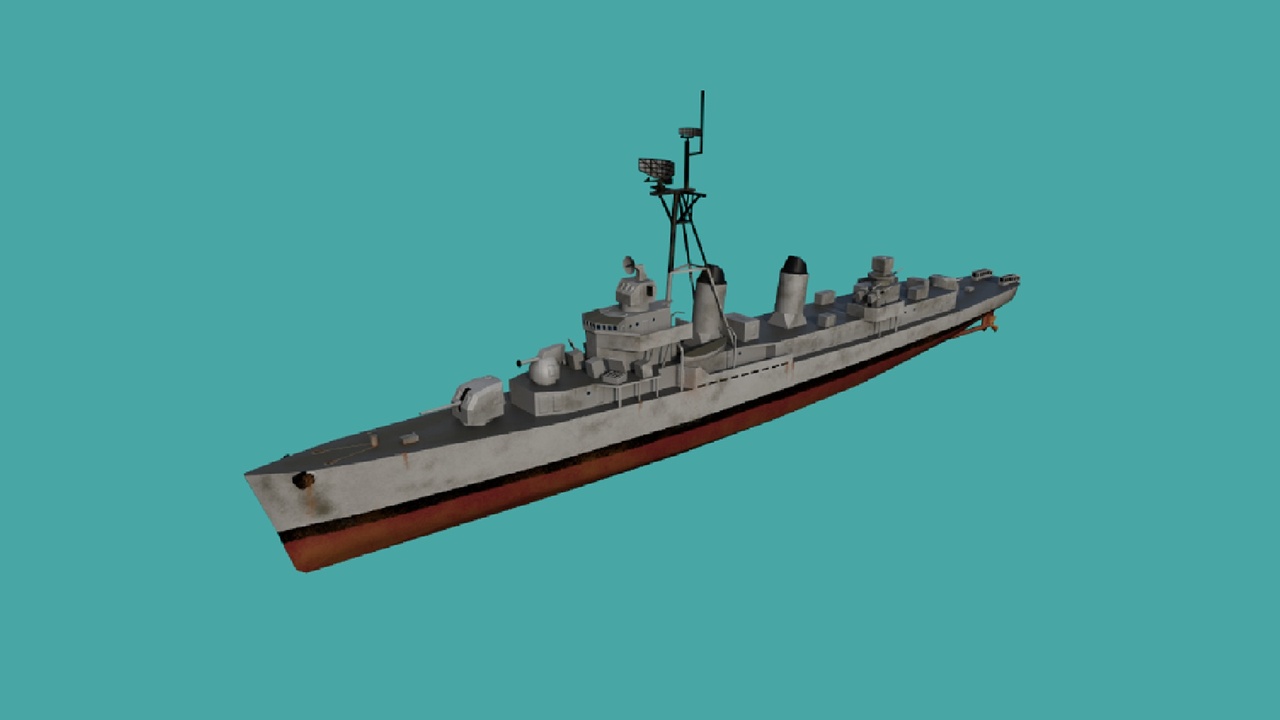 Media 1 for listing Fletcher-class Escort Destroyer (DDE, Early Cold War) — Lowpoly ASW Ship