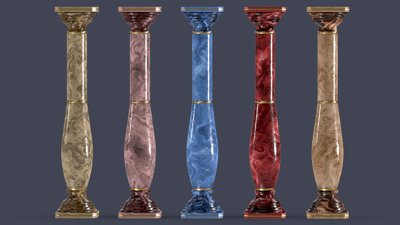 File multimediali per l'articolo Classical Column Marble with 5 different textures: 1