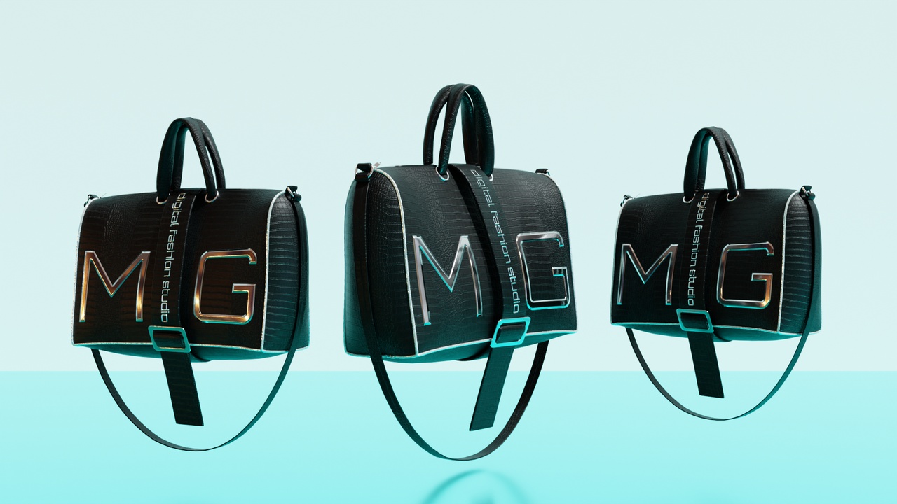 Media 1 for listing Black Crocodile Leather Bag – High-Poly 3D Model
