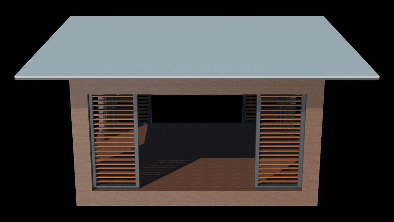 Media 1 for listing Modern Chinese Slatted Pavilion Garden Gazebo with Louvered Wall Panels 3D Model