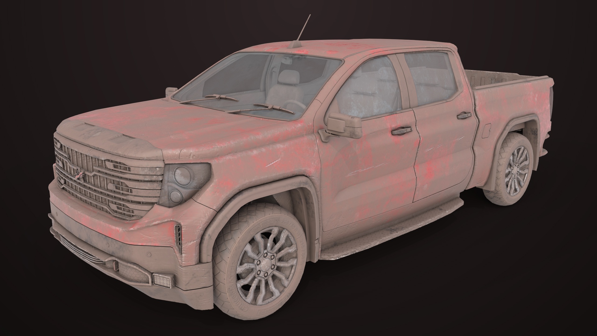 Media 1 for listing Generic Pickup Truck 02 Red Dusty All PBR Unity UE Textures
