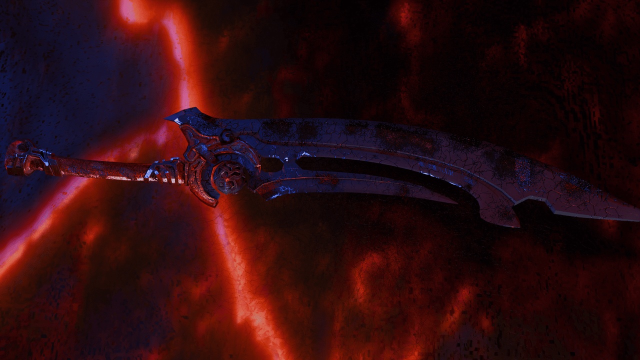 Abyssal Riftblade – Dark Fantasy Curved Sword (Game-Ready Weapon) | Fab
