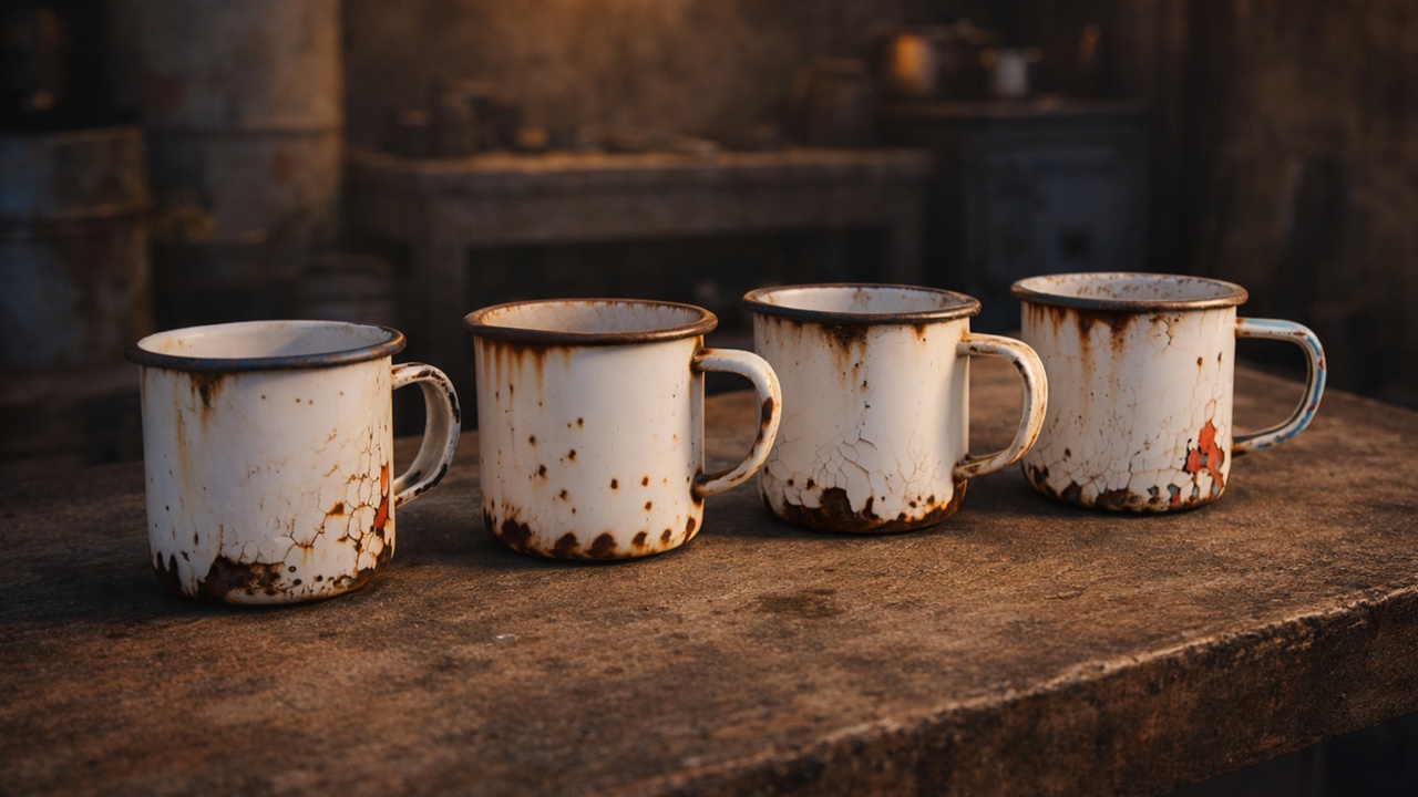 Media 1 for listing Enamel Metal Mug Set (4 Variations)
