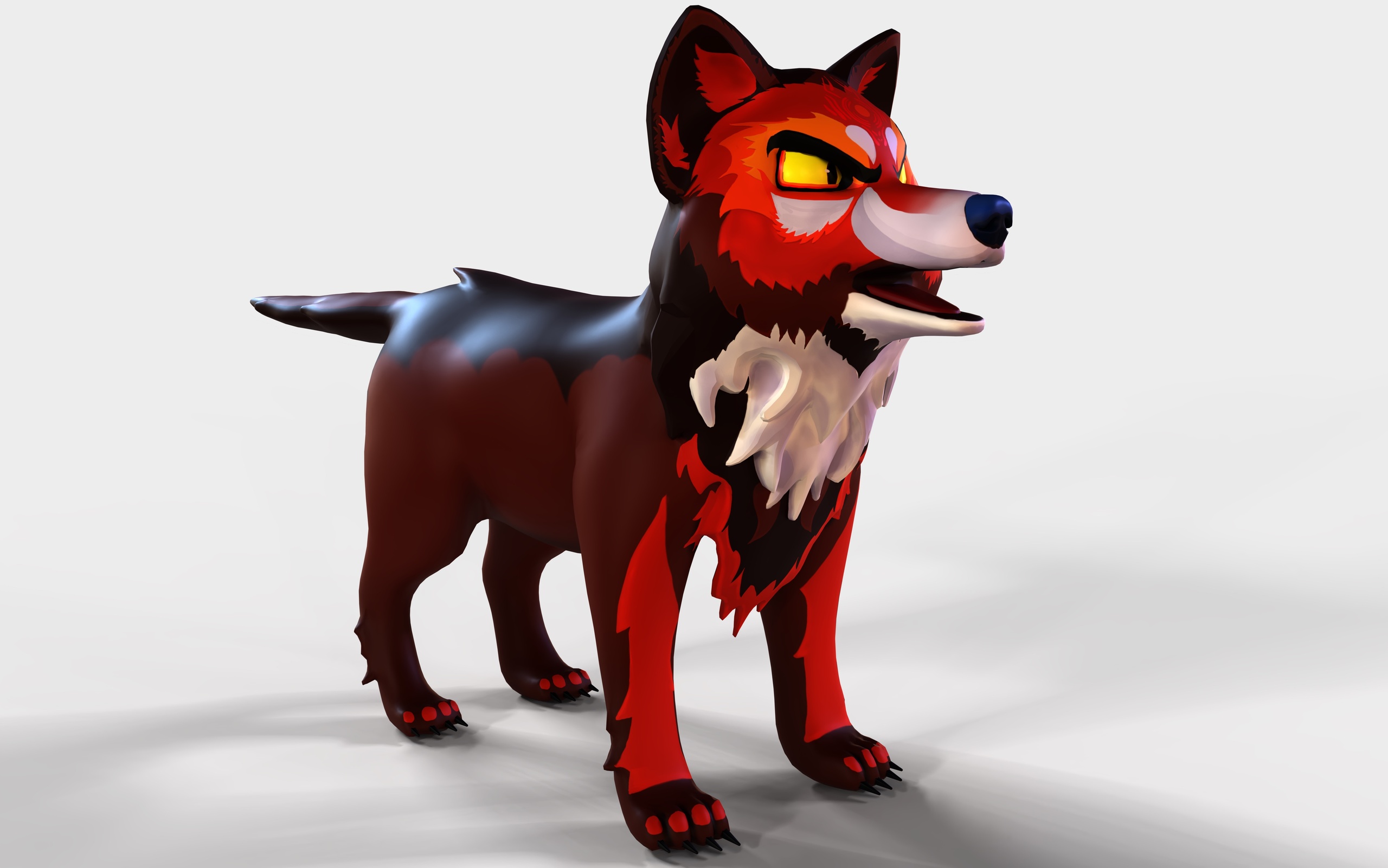 Mystic DOG Azure Kitsune Warrior 3D Stylised Cartoon Character Game ...