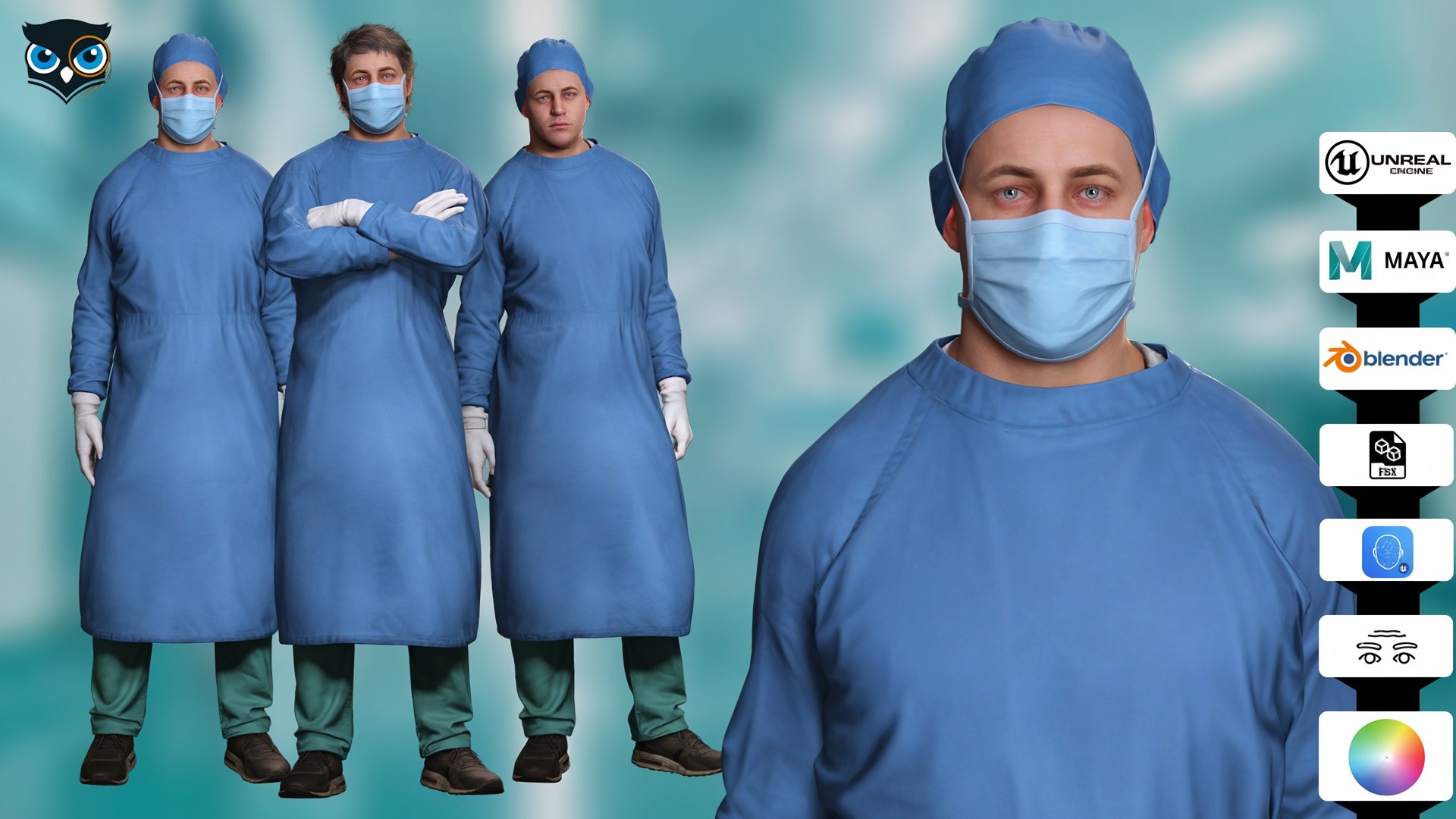 Cinematic Surgeon Model Fully Rigged for Animation Games | Fab