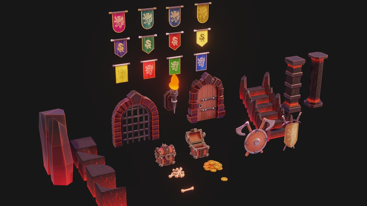 出品Modular Stylized Dungeon Kit Low-poly 3D Modelのメディア1