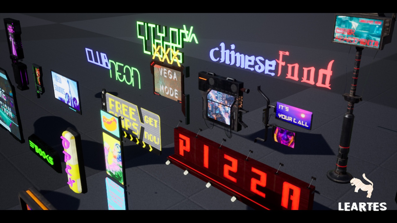 Cyberpunk Billboards / Signs Set / 35 Unique Pieces ( Cyberpunk Billboards ) 제품 등록을 위한 미디어 1개