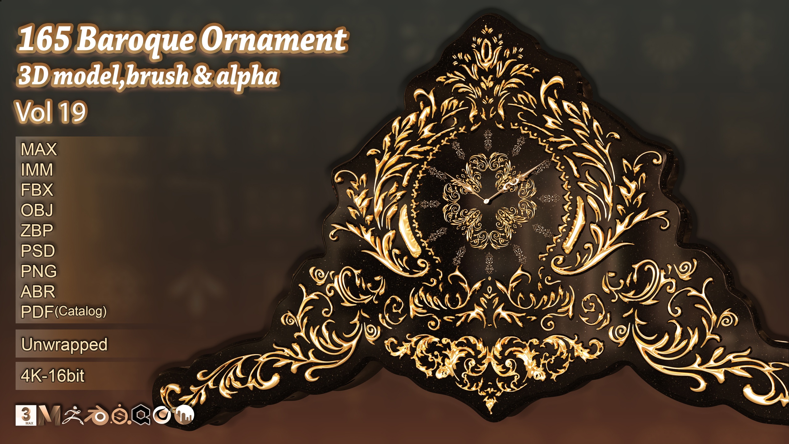 Media 1 for listing 165 Ornament Brush + Alpha + 3D Model Vol 19 (Baroque)