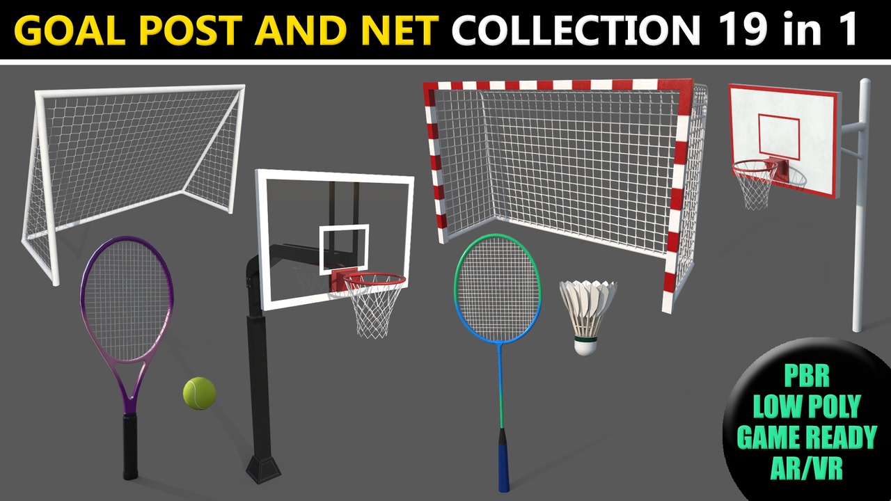 Media 1 for listing Sports Goal Post and Net - Collection PBR