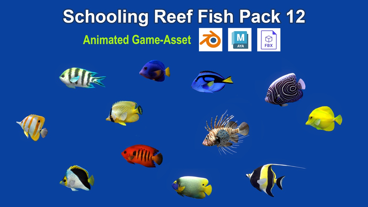 Media 1 for listing Schooling Reef Fish Pack 12