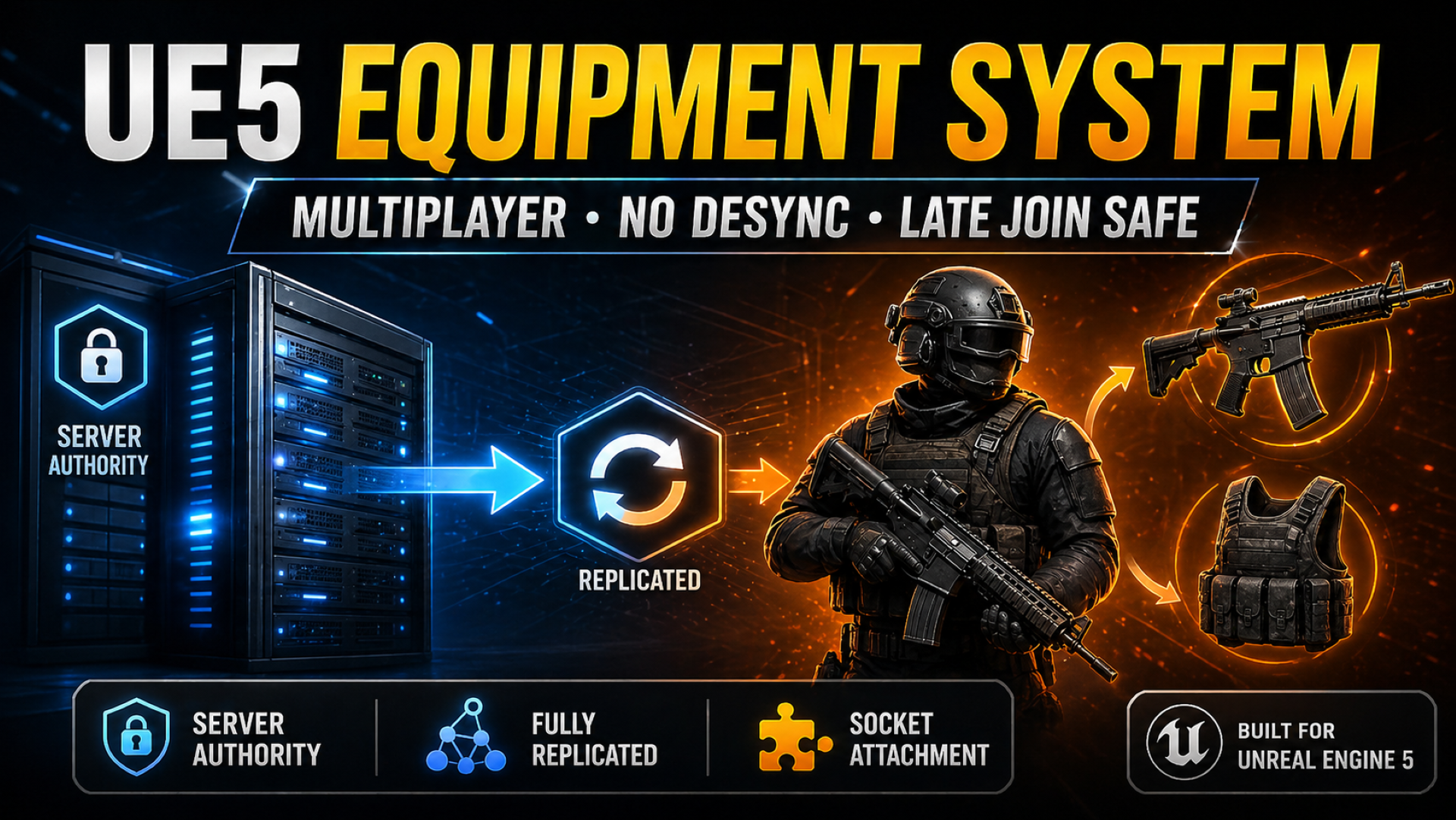 UE5 Equipment System for Multiplayer (Replicated, No Desync) | Fab