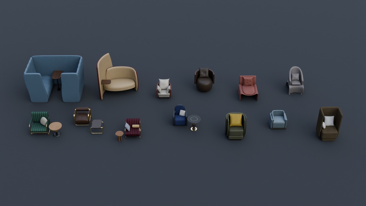 Media 1 for listing Armchair & Privacy Seating Collection - 13 Piece Set