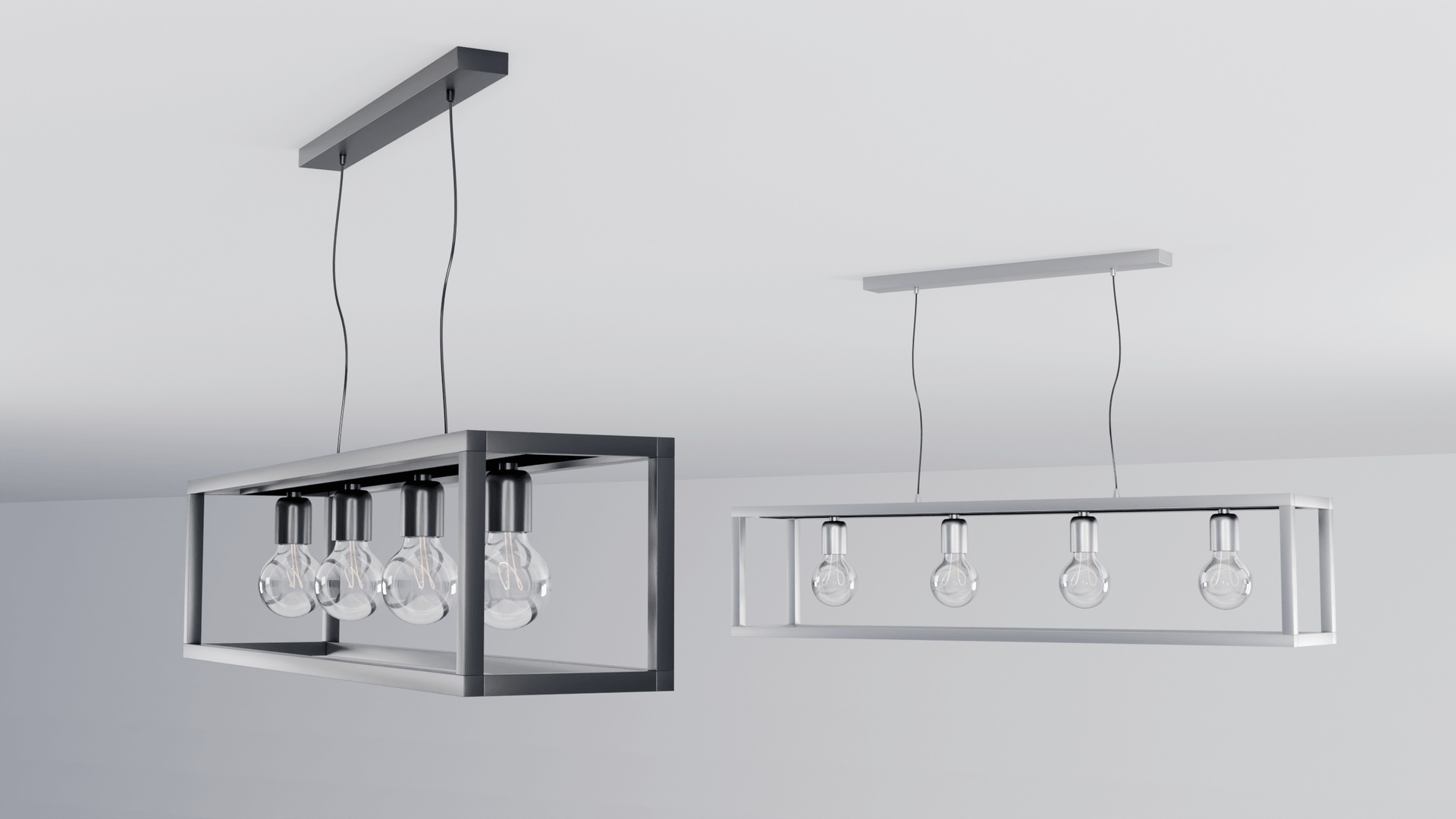 Media 1 for listing Modern Industrial Rectangular 4-Light Pendant Ceiling Lamp