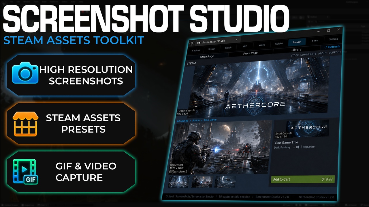 Media 1 for listing Screenshot Studio — Steam Asset Generator, Video & GIF Recorder