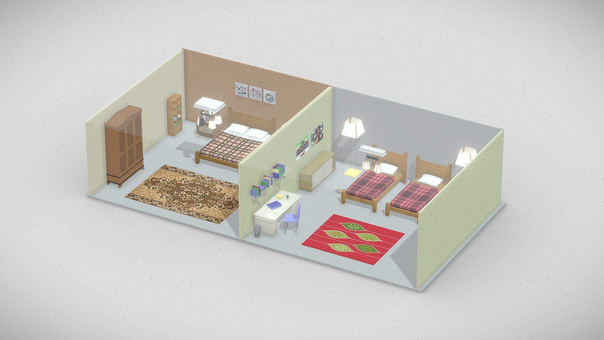 Lowpoly Residential Rooms | Fab