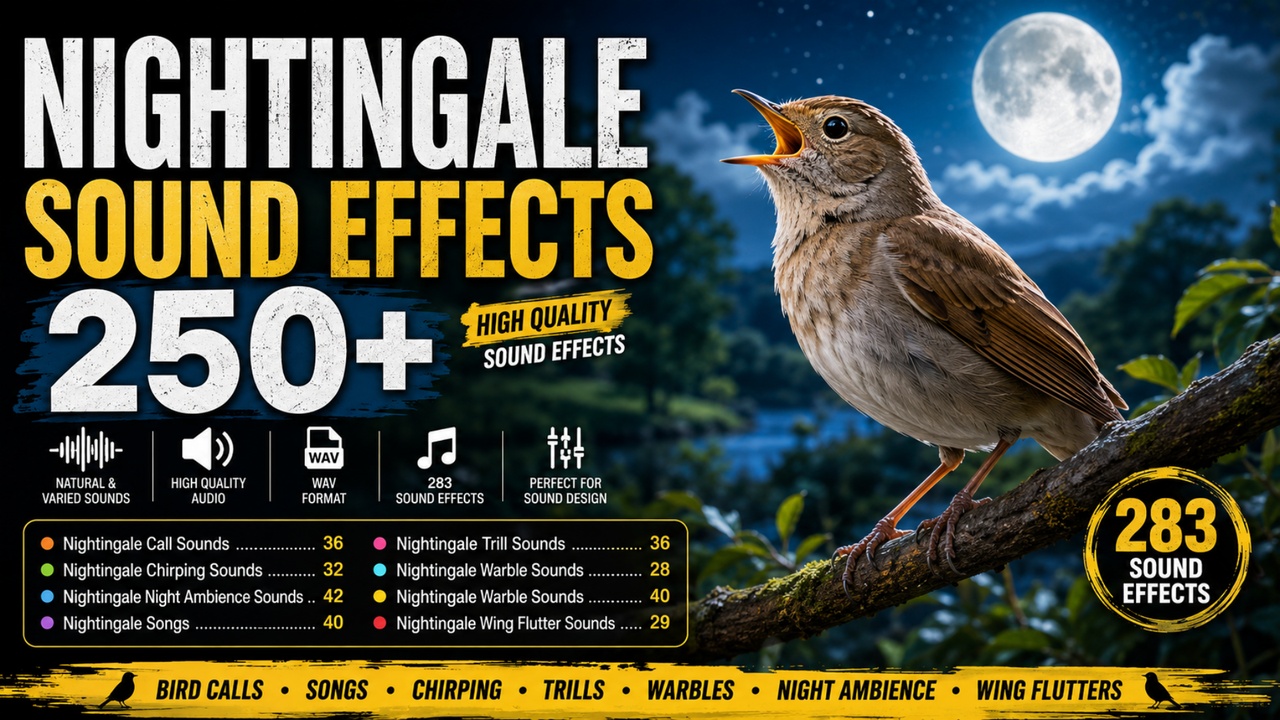 Media 1 for listing Nightingale 250+Sound Effects – Calls, Songs, Chirping, Warbles & Night Ambience