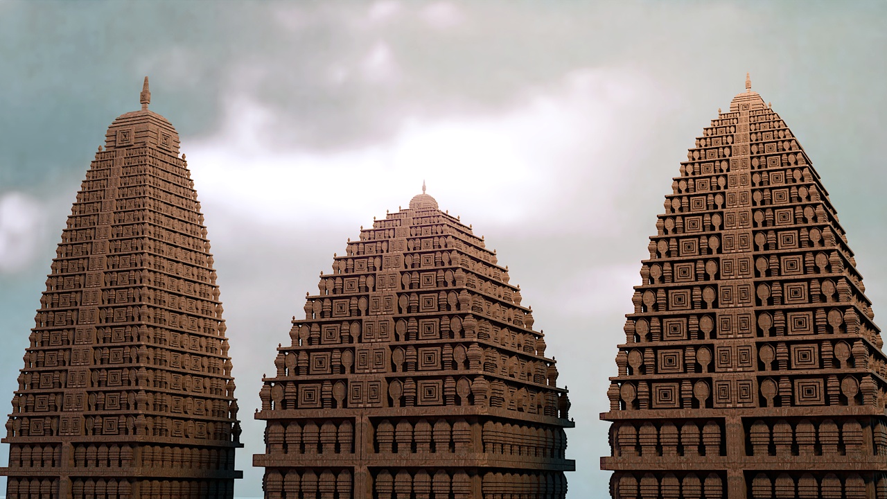 Media 1 for listing Three Temples Pack - 3d model temple for renders, game and animation.