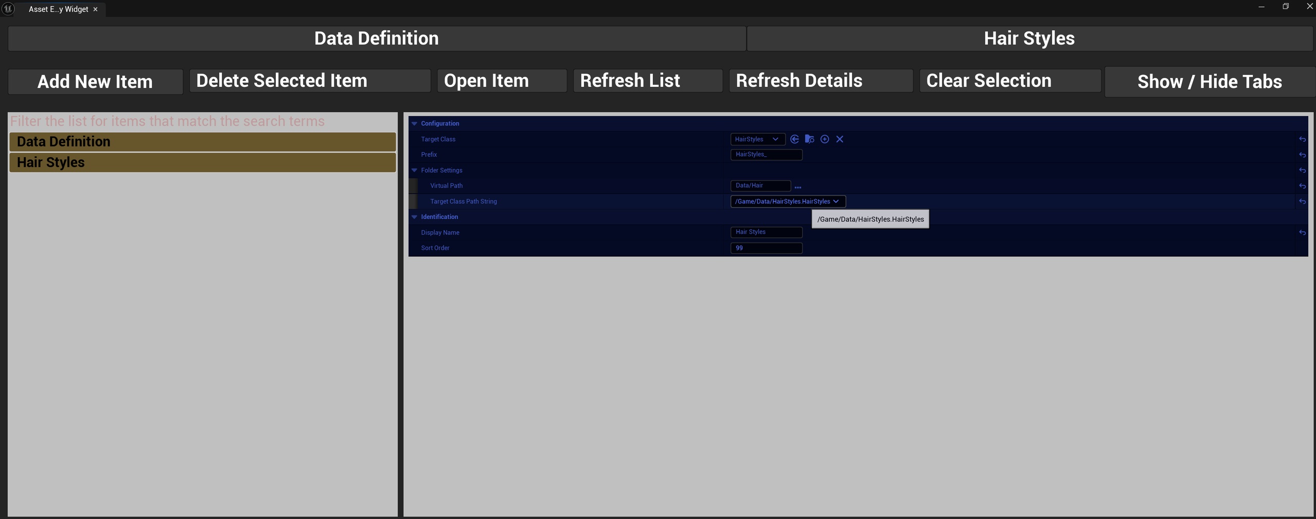 Media 1 for listing Asset Editor Workspace tool