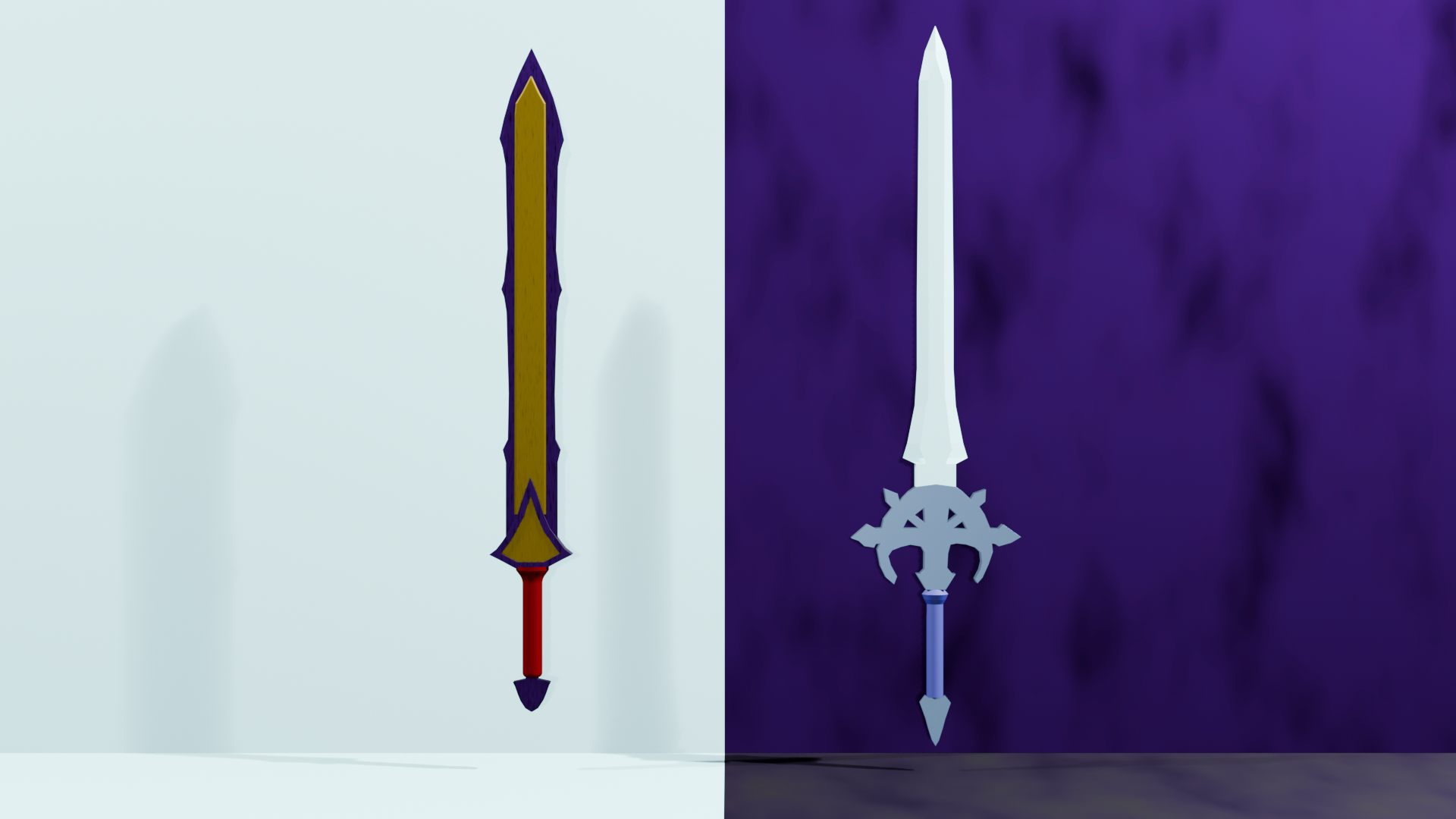 Fantasy Sword Duo - Corrupted Gold & Celestial Moon Blades | Fab
