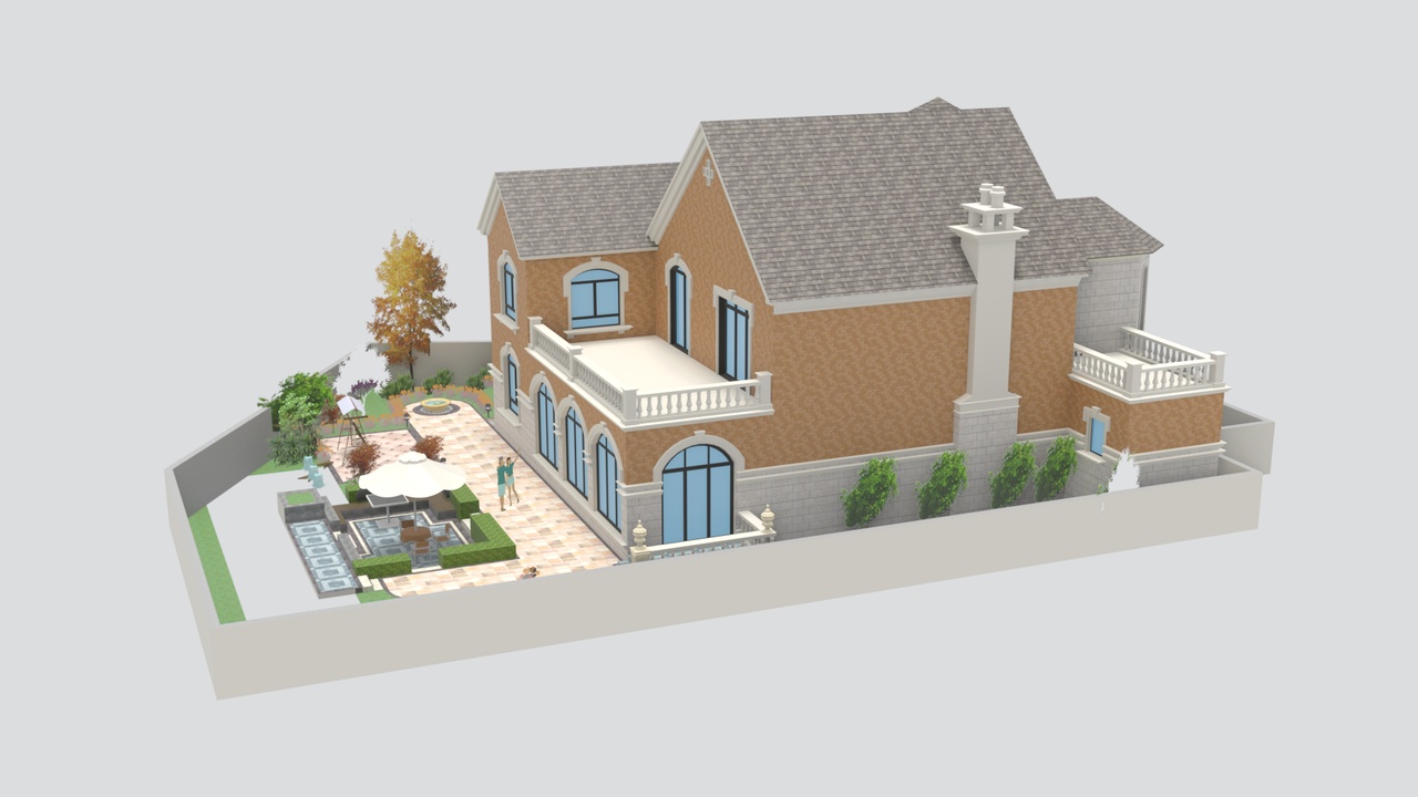 Media 1 for listing Garden Courtyard Scene with Water Feature and Patio