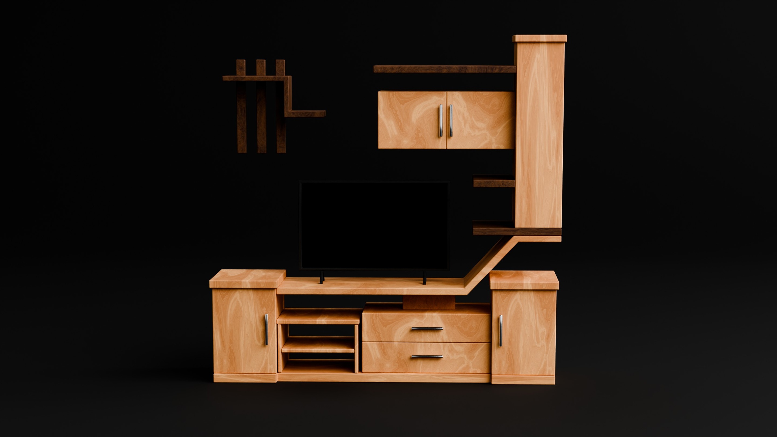 Media 1 for listing Modern Wooden TV Cabinet with Wall Shelves