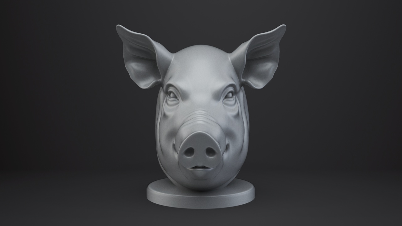 Media 1 for listing Pig Bust - Animal Figurine