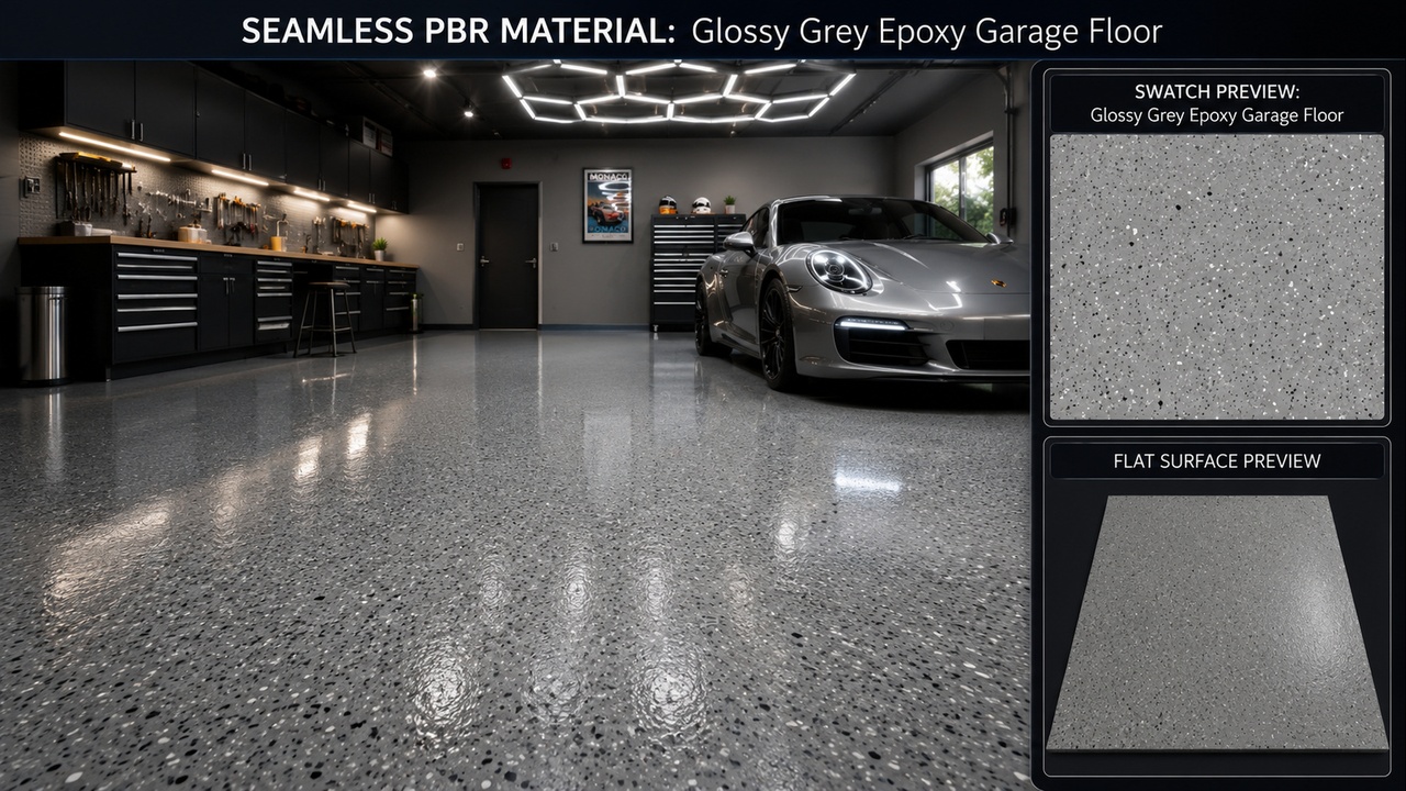 Media 1 for listing Epoxy & Resin Floor Garage Industrial Materials - 10 Seamless 4K PBR Textures