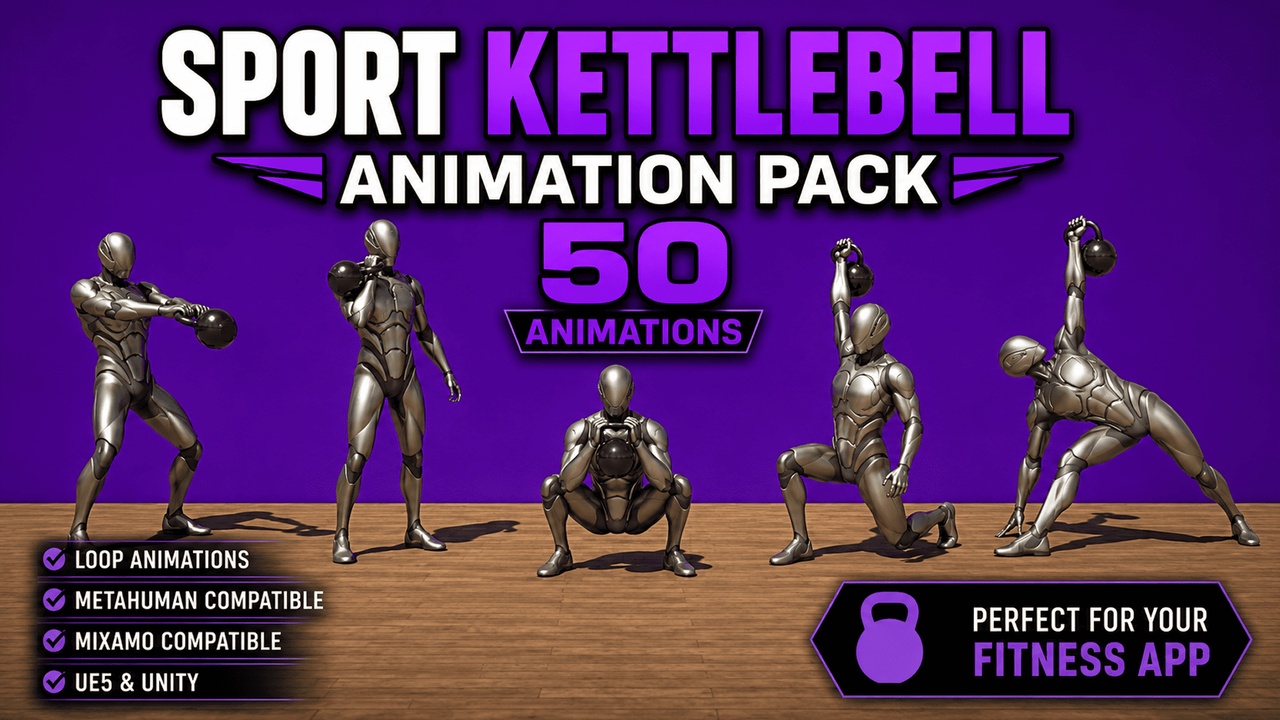 Media 1 for listing Sport Gym Fitness Workout animations Kettlebell