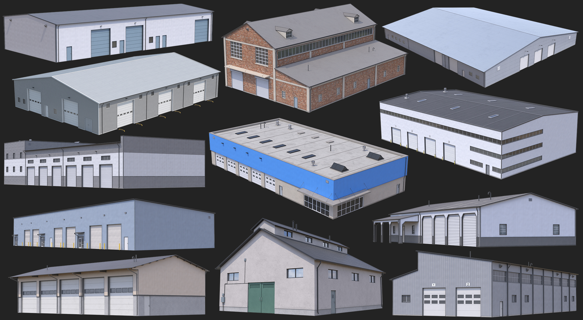 12 Industrial Buildings Collection 3 Game Ready PBR | Fab