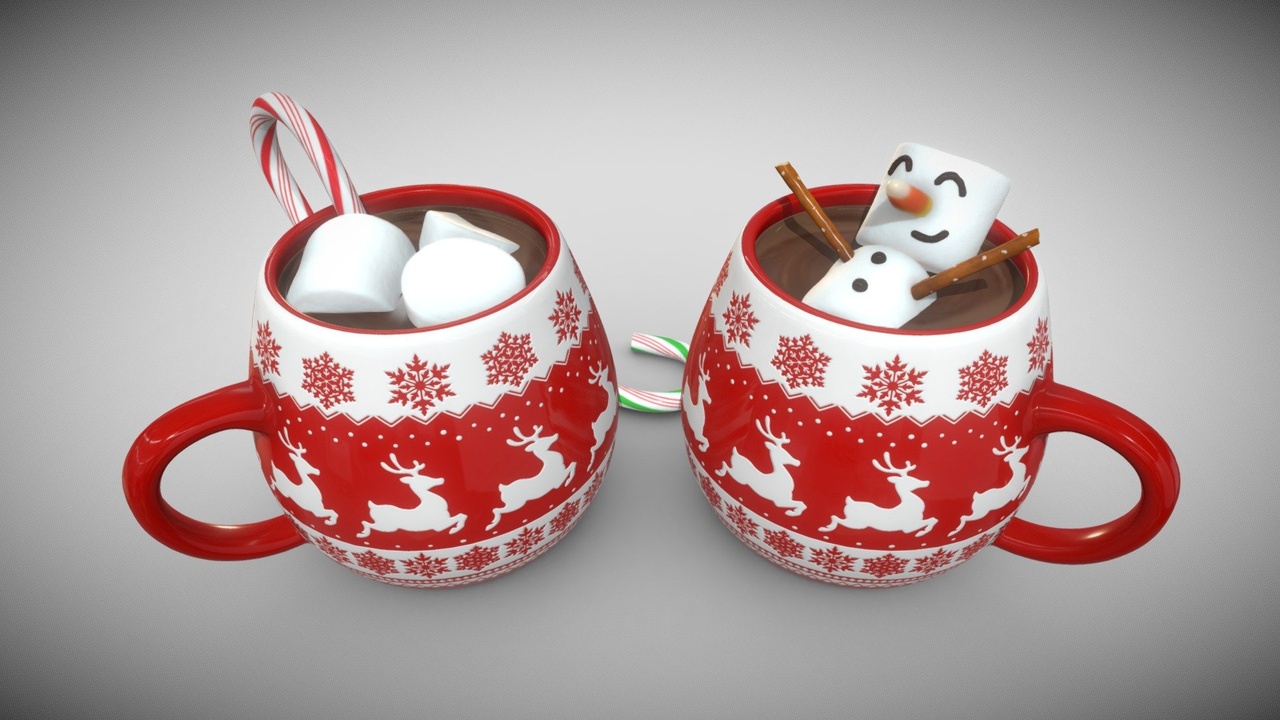 Media 1 for listing Christmas Hot Chocolate With Marshmallow Snowman