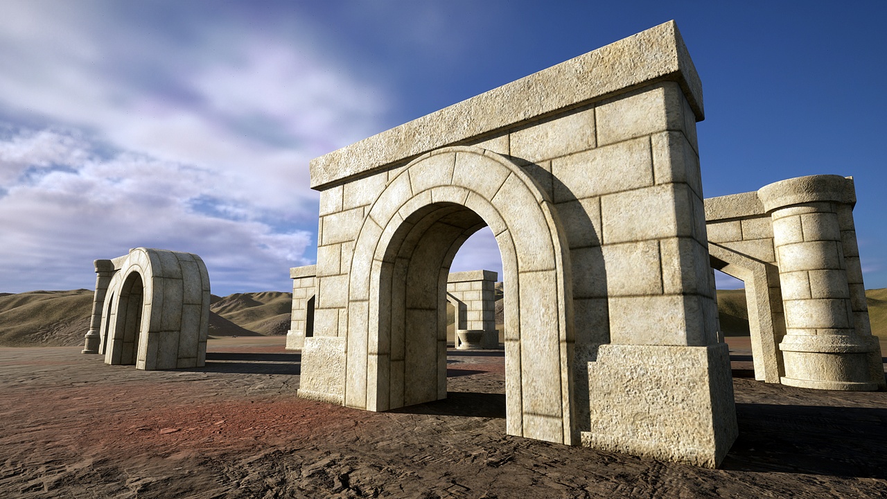 Media 1 for listing Medieval Castle Interior Walls, Arches and Pillars Game Asset
