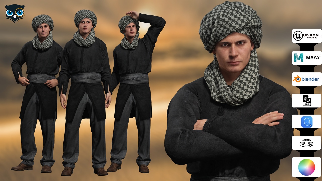 Media 1 for listing Arab Assassin 3D Character Rigged Game Ready
