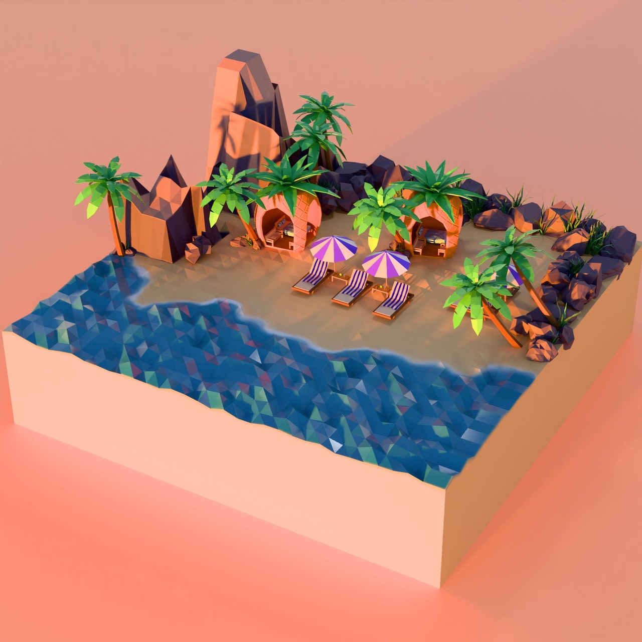 Media 1 for listing Tropical Beach Resort - Low Poly PBR Environment Pack