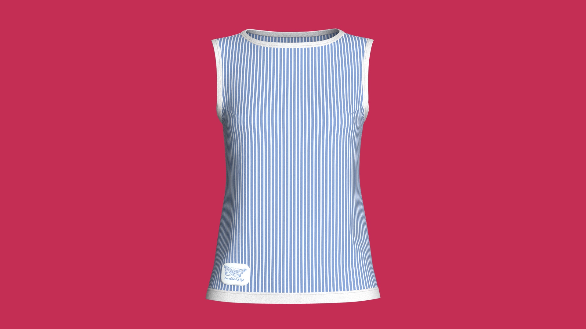 Media 1 for listing Girls Striped Printed Tank Top With Patch | High Poly