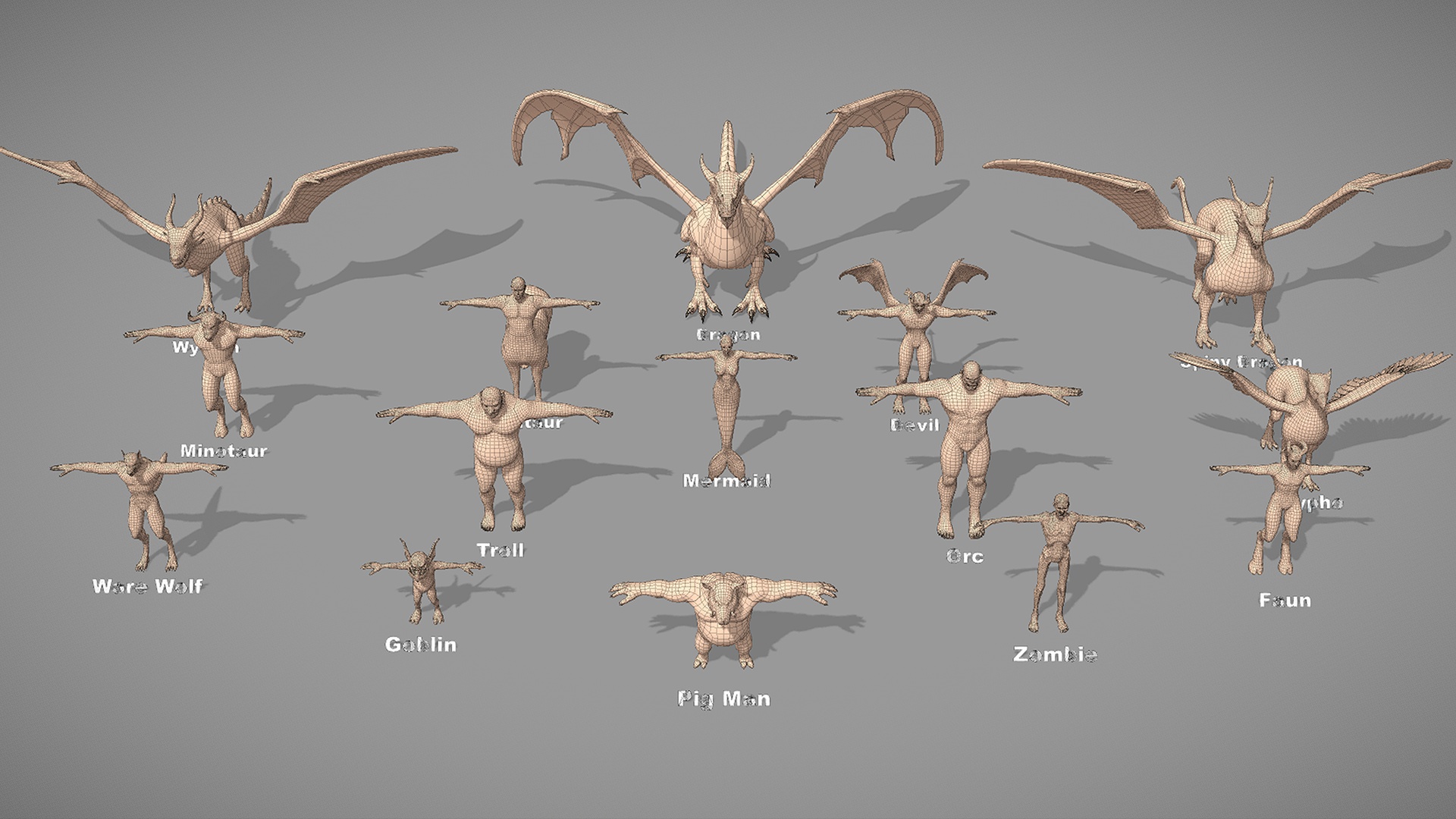 Media 1 for listing Base Mesh Pack -  Creatures  Collection