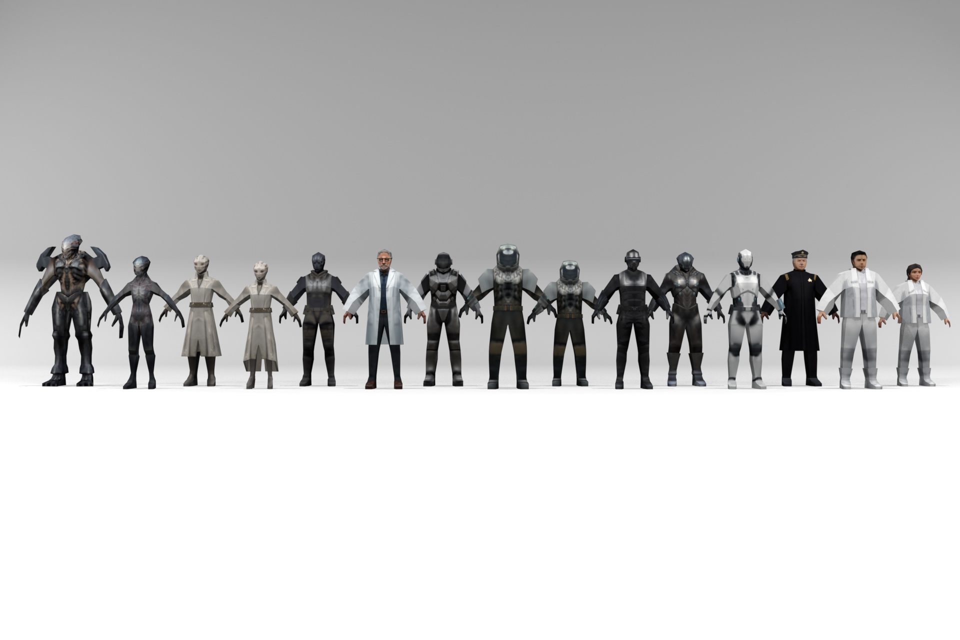 Media 1 for listing Low-Poly Sci-Fi Complete Pack - 15 Futuristic & Alien Characters